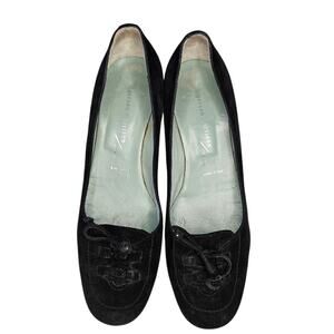 2/$30 Sigerson Morrison Black Suede Leather Block Heels 7.5B Made in Italy